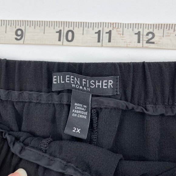 Eileen Fisher Black 100% Silk Pull On Pants Ankle Slits Womens Plus Size 2X - Picture 3 of 8
